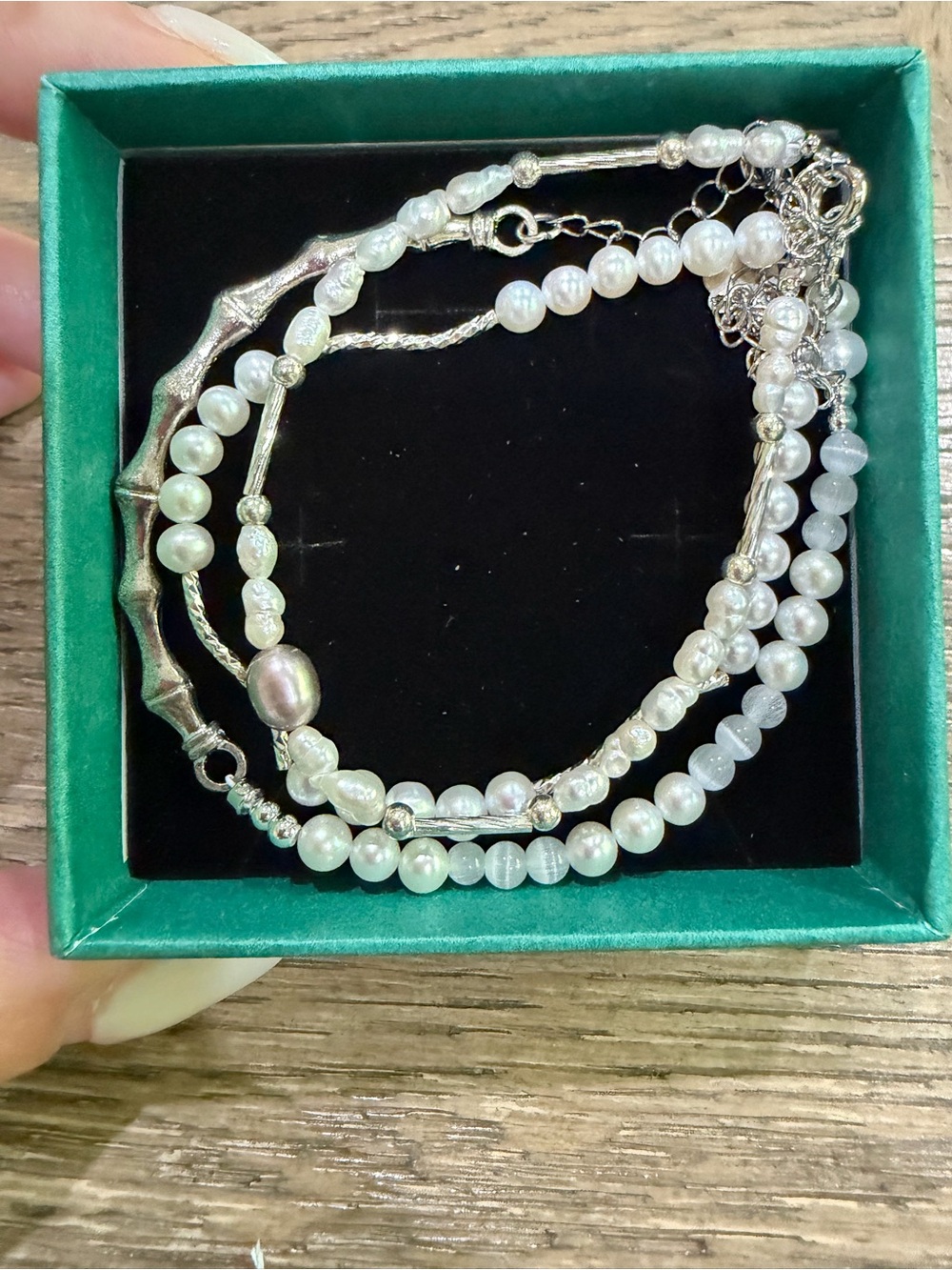 New Freshwater Pearl Bracelet Stack 925 Silver AK Pearls & Seedless Pearls